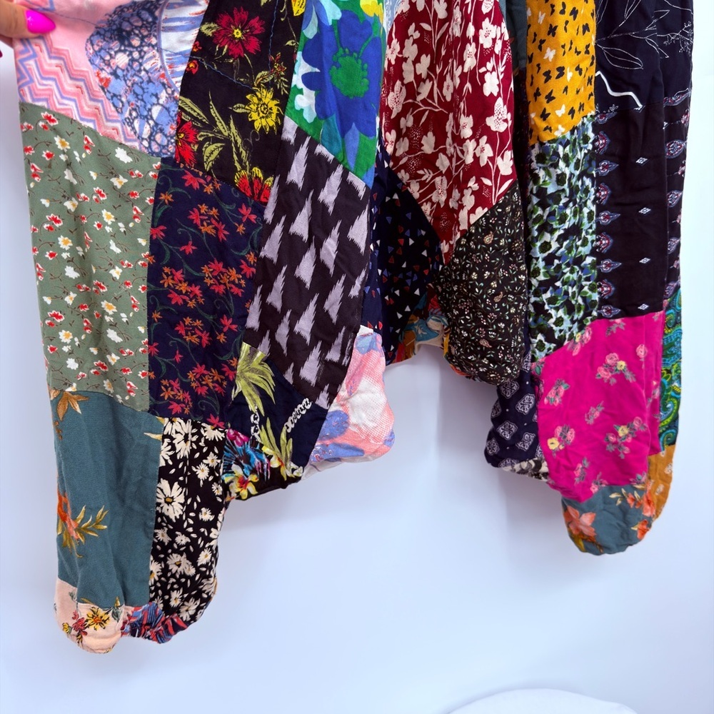 Boho Patchwork Wide Leg Pants Made in India Size Medium - Picture 2 of 4